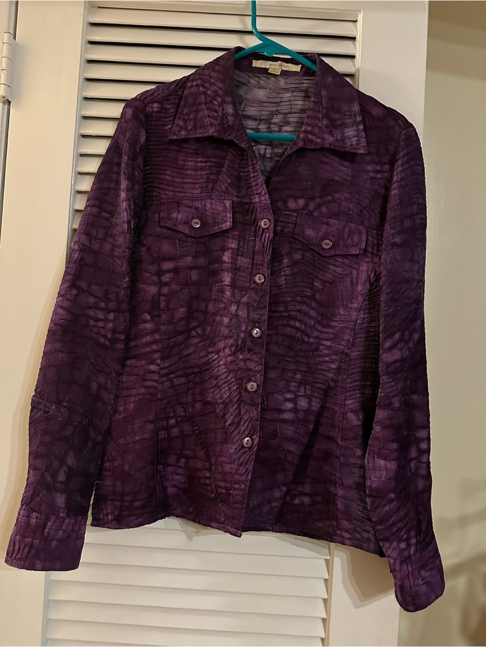 erin london Purple Textured Button-Up Jacket
